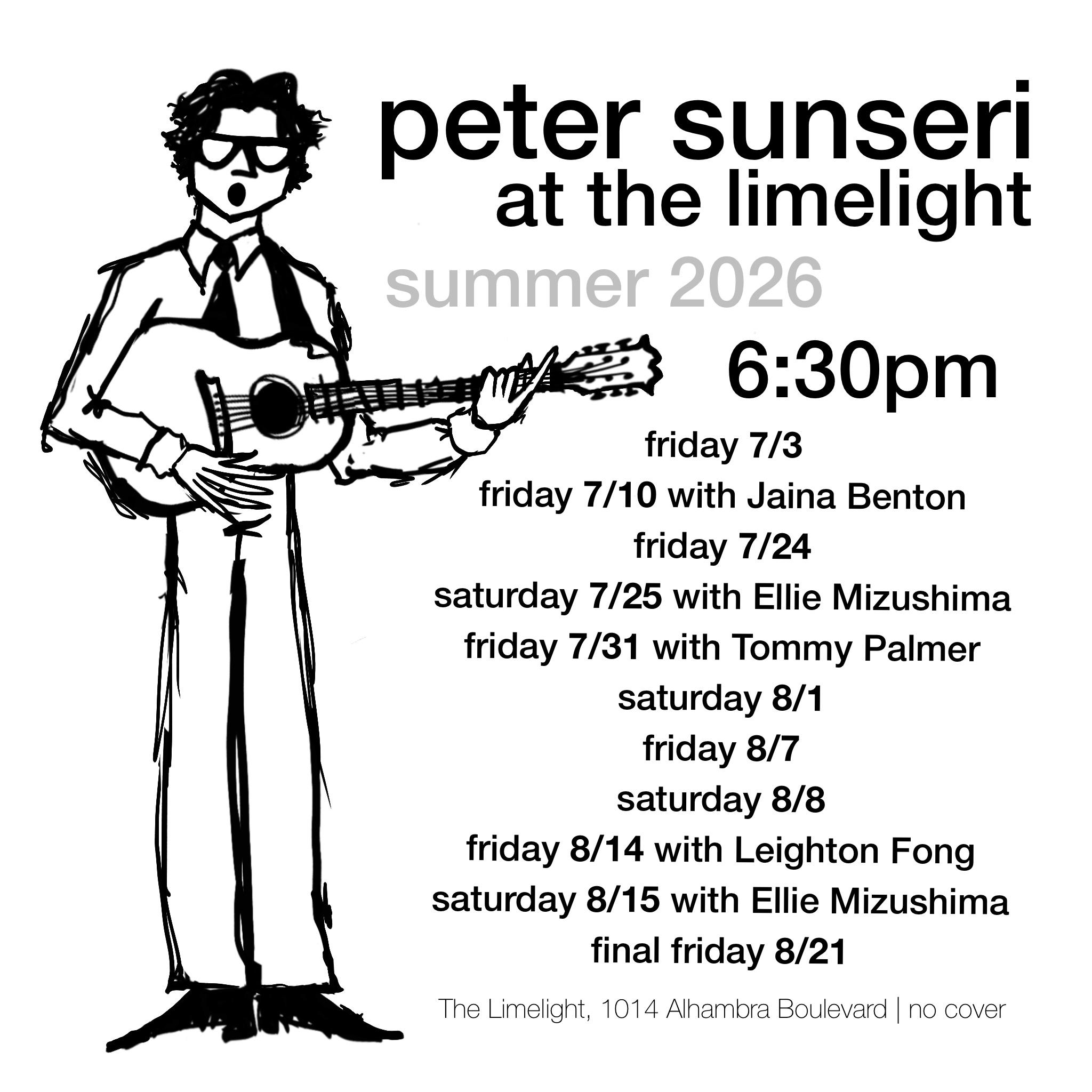 Peter Sunseri at the Limelight - Summer 2026