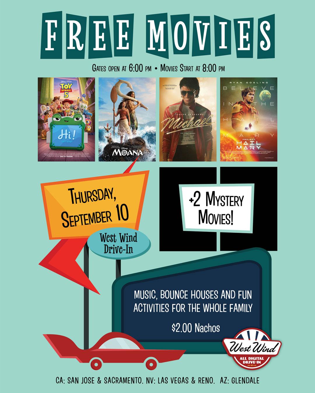 Free Movie Night at West Wind Drive-In Sacramento